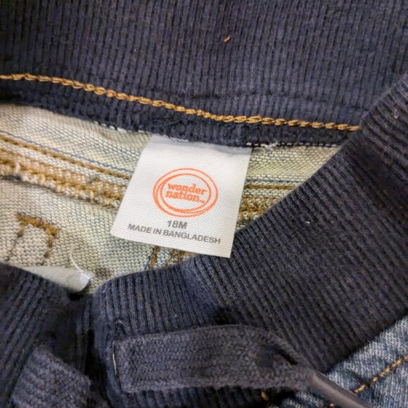 18M Boys Gently Used WONDER NATION Pull On Jeans Drawstring Elastic Waistband - Picture 3 of 3